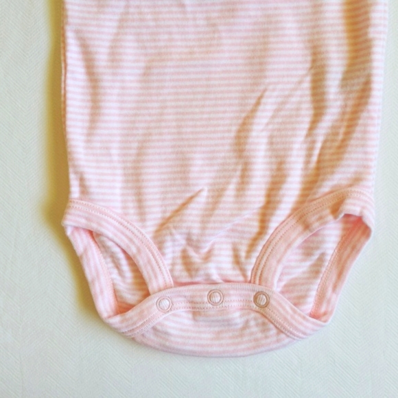carter's light pink striped sleeveless bodysuit diaper shirt 18 months baby girl - Picture 4 of 7